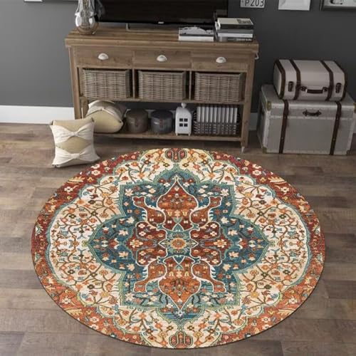 DJHWWD Waschbar In Waschmaschine Teppich Jugendzimmer Rutschfester Weicher Blaue Retro für Kinderzimmer,Jugendzimmer Mädchen,Mädchen Kinderzimmer 120X120cm von DJHWWD