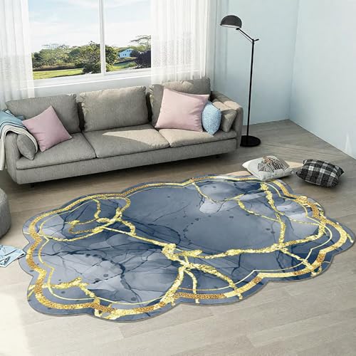 DJHWWD Waschbar In Waschmaschine Teppich Mädchenzimmer Blau 120x160CM,Abstrakte Kunst für Fliesen,Terrasse,Esstisch von DJHWWD