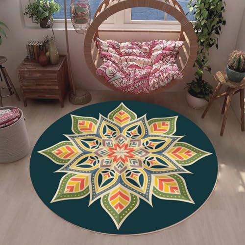 DJHWWD Waschbar In Waschmaschine Teppich für Bürostuhl Antirutsch Weich Blaue Retro Fussabtreter für Esszimmer,Schreibtisch,Flur 60X60cm von DJHWWD
