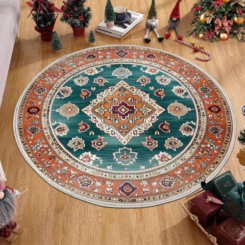 DJHWWD Waschbar In Waschmaschine Teppiche fürs Kinderzimmer Anti Rutsch Weicher Gross Rundes Retro für Dekoration Wohnung,Kinderzimmer,Terrasse 200X200CM von DJHWWD