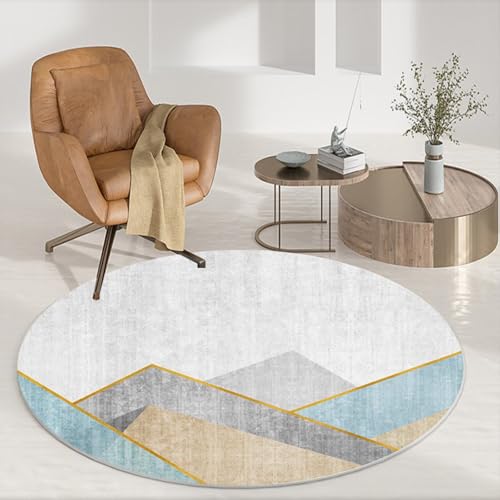 DJHWWD Waschbar In Waschmaschine Vorzimmer Teppich rutschfest Weich Graue Runde für Tatami,Boden,Kinderzimmer Mädchen 100X100cm von DJHWWD