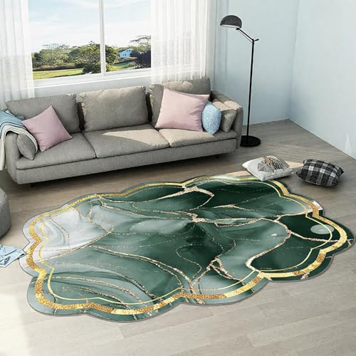 DJHWWD Waschbar In Waschmaschine Wohnzimmerteppich Grün 140x200CM,Abstrakte Kunst für Neben Bett,Gaming Zimmer,Unter Schreibtischstuhl von DJHWWD