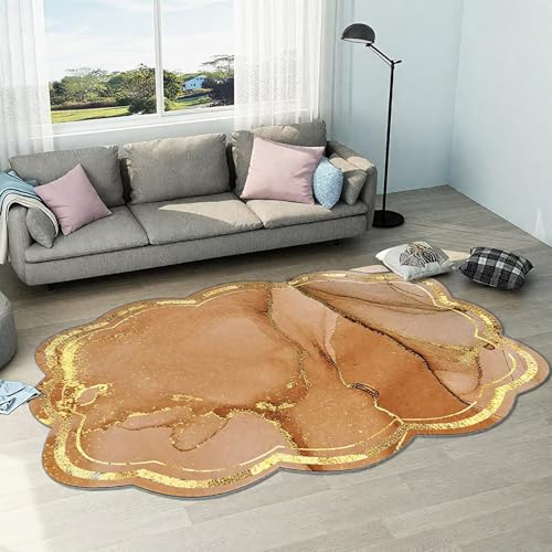 DJHWWD Waschbar Teppich Esstisch Braun 100x130CM,Abstrakte Kunst für Unter Schreibtischstuhl,Kinderzimmere Mädchen,Neben Bett von DJHWWD