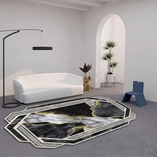 DJHWWD Waschbar Teppich Esstisch Groß Schwarz 200x250CM,Moderne Abstraktion für Büro,Wohnzimmer,Matt Floor DJHWWD Waschbar Teppich Esstisch Groß Schwarz 200x250CM,Moderne Abstraktion für Büro,Wohnzimmer,Matt Floor von DJHWWD