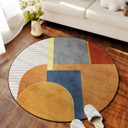 DJHWWD Waschbar Teppich Nach Maß Antirutsch Weicher Orange Rund für Gaming Zimmer,Mädchen Kinderzimmer,Kinderzimmere 100X100cm von DJHWWD