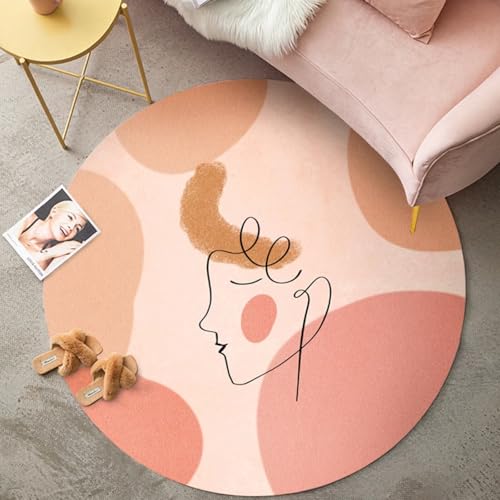 DJHWWD Waschbar Teppich Nach Maß Rutschfester Weich Pink Rund für Küchen,Esstisch,Mädchen Kinderzimmer 140X140cm von DJHWWD