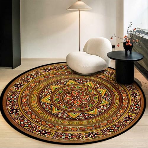 DJHWWD Waschbar Teppich Schreibtischstuhl Geeignet Anti Rutsch Weicher Braun Retro Türmatte für Tatami,Terrasse,Jungen Jugendzimmer 80X80cm von DJHWWD