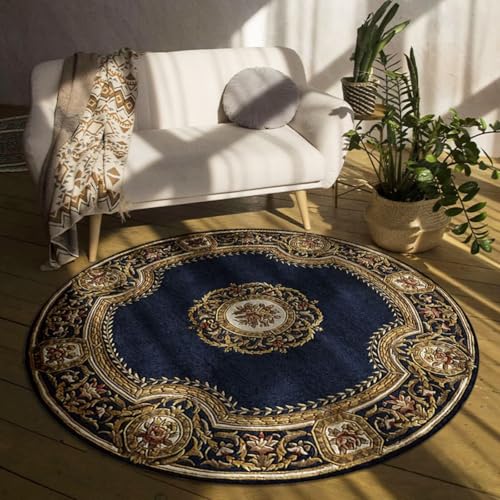 DJHWWD Waschbar Teppich für Bürostuhl rutschfest Kurzflor Blaue Retro Türvorleger für Terassenaussen,Esszimmer,Schreibtischstuhl 80X80cm von DJHWWD
