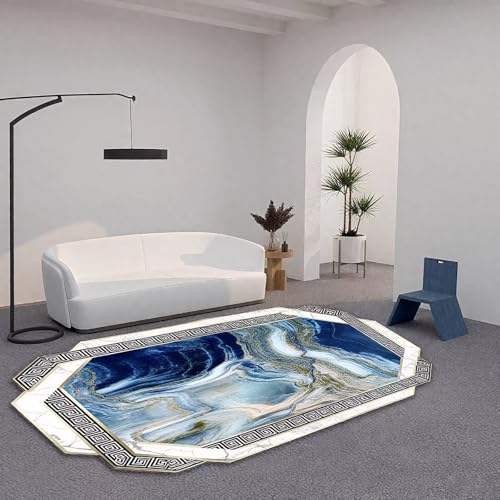 DJHWWD Waschbar Teppiche Wohnzimmer Blau 140x200CM,Abstrakte Moderne für Neben Bett,Gaming Zimmer,Unter Schreibtischstuhl von DJHWWD