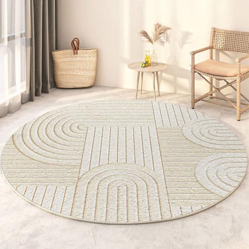DJHWWD Waschbar Wohnzimmer Teppich Anti Rutsch Weicher Khaki Rund Fußmatte für Bürostuhl,Esstisch,Büro 60X60cm von DJHWWD
