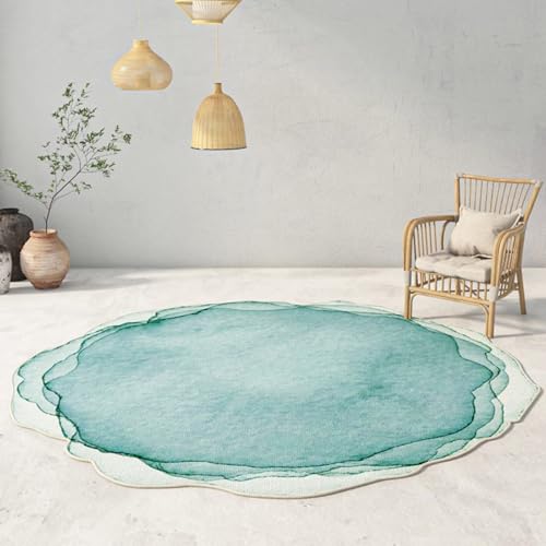 DJHWWD Waschbare Kinderzimmerteppich Anti Rutsch Kurzflor Blaue Runde für Schreibtischstuhl,Wohn,Kinderzimmer Mädchen 160X160cm DJHWWD Waschbare Kinderzimmerteppich Anti Rutsch Kurzflor Blaue Runde für Schreibtischstuhl,Wohn,Kinderzimmer Mädchen 160X160cm von DJHWWD