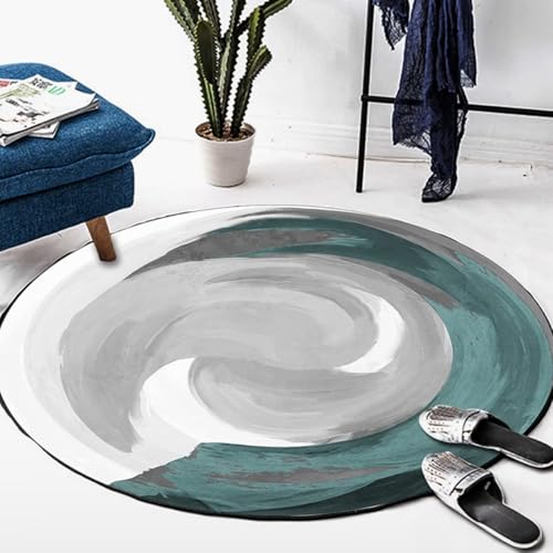 DJHWWD Waschbare Matten Teppiche Anti Rutsch Weich Grau Blau Fußmatte für Terassenaussen,Wohnung,Couchtisch 80X80cm von DJHWWD