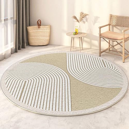 DJHWWD Waschbare Schlafzimmer Teppich rutschfest Weich Großer Khaki Rund für Esstisch,Babyzimmer,Schlafzimmer 180X180cm von DJHWWD