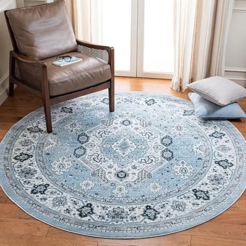 DJHWWD Waschbare Teppich Schreibtischstuhl Geeignet Anti Rutsch Weicher Blaue Retro Türvorleger für Kinderzimmer Jungen,Leseecke Kinderzimmer,Couchtisch 80X80cm von DJHWWD