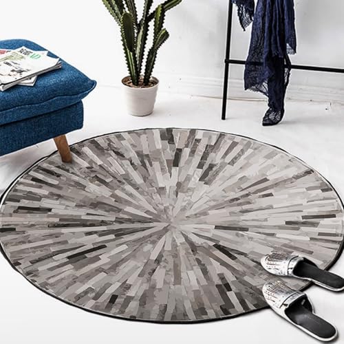 DJHWWD Waschbarer Bettumrandung Teppich Antirutsch Weicher Graue Runde für Schreibtischstuhl,Wohnung,Babyzimmer 100X100cm von DJHWWD