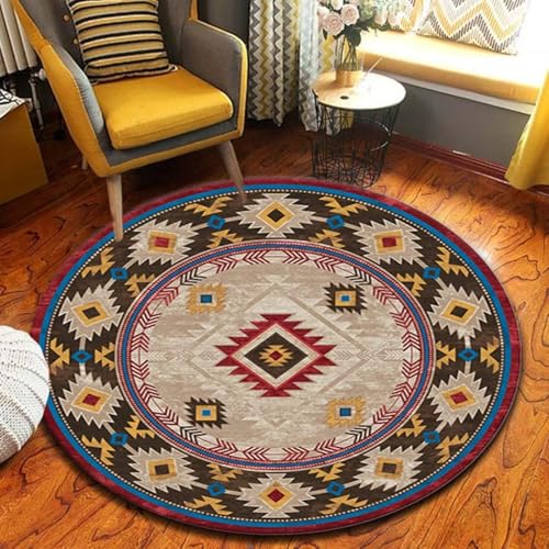 DJHWWD Waschbarer Esszimmer Teppich Anti Rutsch Weich Vintage Rund für Bürostuhl,Kinderzimmere,Wohnungs 120X120cm von DJHWWD