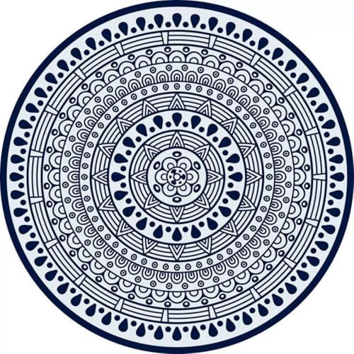 DJHWWD Waschbarer Flurteppich Antirutsch Weich Großer Rund Retro Blau für Schreibtischstuhl,Weltraum,Fliesen 200X200CM DJHWWD Waschbarer Flurteppich Antirutsch Weich Großer Rund Retro Blau für Schreibtischstuhl,Weltraum,Fliesen 200X200CM von DJHWWD