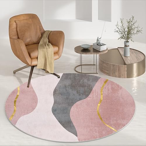 DJHWWD Waschbarer Flurteppich Rutschfester Weicher Rosa Rund Matten für Wohn,Couchtisch,Gaming Zimmer 60X60cm von DJHWWD