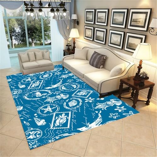 DJHWWD Waschbarer Teppich Kinderzimmer Waschmaschine Bedruckter für das Wohnzimmer 170x240CM blau Kunstdesign Wohnzimmerteppich Heimmatte maschinenwaschbar DJHWWD Waschbarer Teppich Kinderzimmer Waschmaschine Bedruckter für das Wohnzimmer 170x240CM blau Kunstdesign Wohnzimmerteppich Heimmatte maschinenwaschbar von DJHWWD