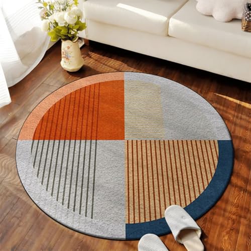 DJHWWD Waschbarer Teppich Teenager Mädchen rutschfest Weicher Grau Orange für Leseecke Kinderzimmer,Gaming Zimmer,Kinderzimmere Mädchen 120X120cm von DJHWWD