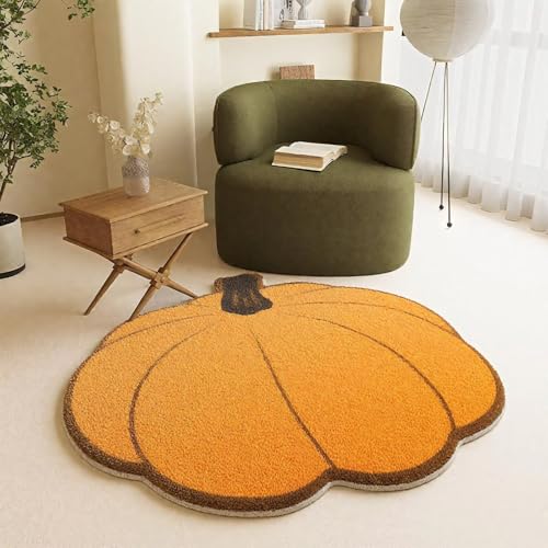 DJHWWD Waschbarer Teppich Wohnzimmer Kurzflor Orange Modern für Schlafzimmer,Eingangsinnen,Küchen 100X100cm von DJHWWD