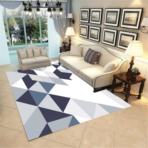 DJHWWD Waschbarer Teppich langfloorteppiche Grauer moderner geometrischer 140x200CM blau Kurzflor Zimmers Teppichboden kann angepasst Werden DJHWWD Waschbarer Teppich langfloorteppiche Grauer moderner geometrischer 140x200CM blau Kurzflor Zimmers Teppichboden kann angepasst Werden von DJHWWD