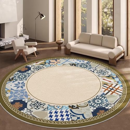 DJHWWD Waschbarer Wohnzimmer Teppich Rutschfester Kurzflor Groß Runde Khaki für Mädchen Kinderzimmer,Terassenaussen,Flur 180X180cm DJHWWD Waschbarer Wohnzimmer Teppich Rutschfester Kurzflor Groß Runde Khaki für Mädchen Kinderzimmer,Terassenaussen,Flur 180X180cm von DJHWWD