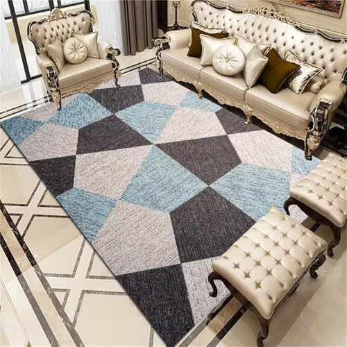 DJHWWD Webteppich outdoorteppich grau schwarz moderner Teppich 200x300CM blau esszimmer schmal Moderne Esszimmerdekoration von DJHWWD