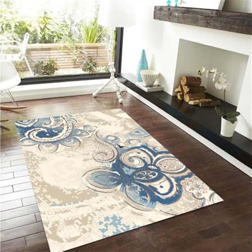 DJHWWD Weicher Teppich Kinderteppich Waschbar Büroteppich Moderne Blumenteppiche 200x250CM blau Hübscher Schlafzimmer Nachttisch von DJHWWD