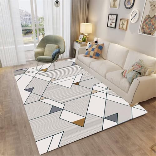 DJHWWD Wohnzimmer Teppichboden Flur Teppich Moderner geometrischer 70x140CM Grau Waschbarer Hübscher Kinderteppiche Mädchen von DJHWWD