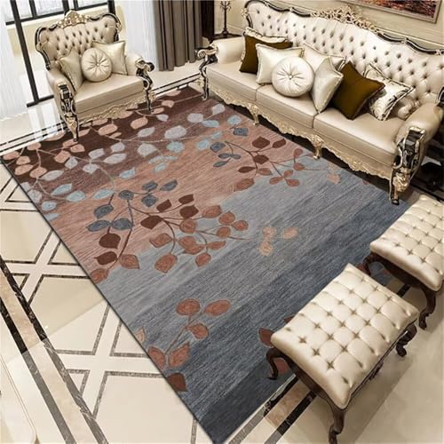 DJHWWD Zimmer Teppich Jugendzimmer Blaugrauer Blumenteppich 70x140CM Braun Kunst Dekoration Kinderteppiche Mädchen Deko von DJHWWD