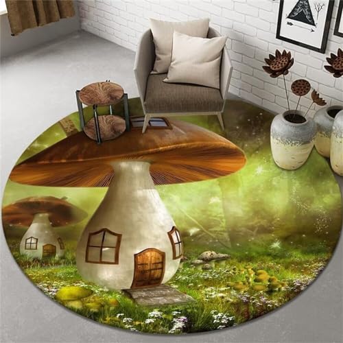 DJHWWD kinderzimmer teppiche Jungs vorzimmer Restaurant grüner Teppich Schlafzimmer runder rutschfest und sturzsicher Area Rugs Wohnzimmer 120X120cm von DJHWWD