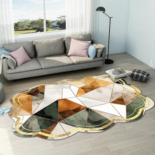 DJHWWD rutschfest Flur Teppich Braun 130x180CM,Moderne Geometrie für Weltraum,Kinderzimmer Mädchen,Neben Bett von DJHWWD