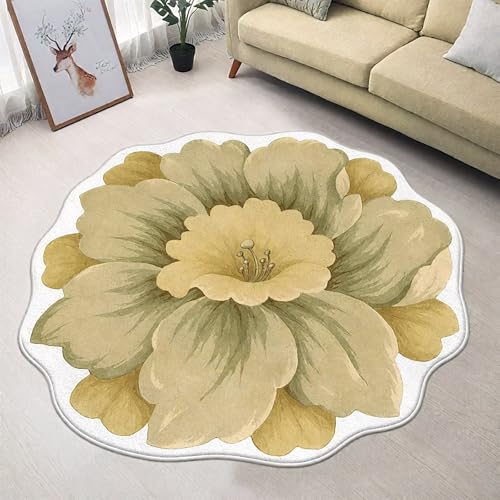 DJHWWD rutschfest Teppich Jugendzimmer Jungen Gelb 140x140CM,Blumenmuster für Eingangsinnen,Haustür,Küche DJHWWD rutschfest Teppich Jugendzimmer Jungen Gelb 140x140CM,Blumenmuster für Eingangsinnen,Haustür,Küche von DJHWWD