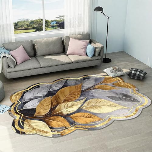 DJHWWD rutschfest Teppich Wohnzimmer Grau 120x160CM,Blattmuster für Esszimmer,Fliesen,Terrasse von DJHWWD