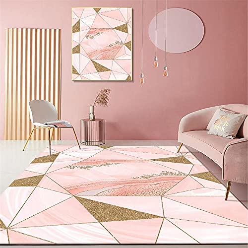 Küchen Teppiche Läufer Kitchen Flur Teppich Läufer Rosa Gold Geometrisches Muster Design Licht Luxus Mädchen Zimmer Teppich Eingang 80X160cm von DJHWWD