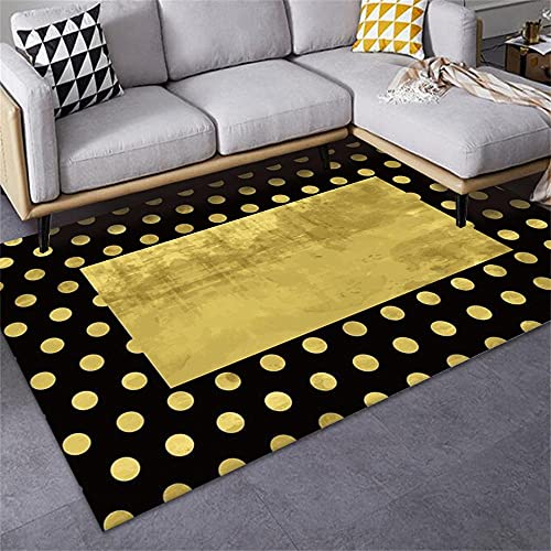 DJHWWD Vintage Teppich Auslegware Schwarzes Gold Runde Muster Licht Luxus Wohnzimmer Schlafzimmer Safe Umweltschutz Anti-Fouling Teppich Für Schlafzimmer 40x60cm von DJHWWD