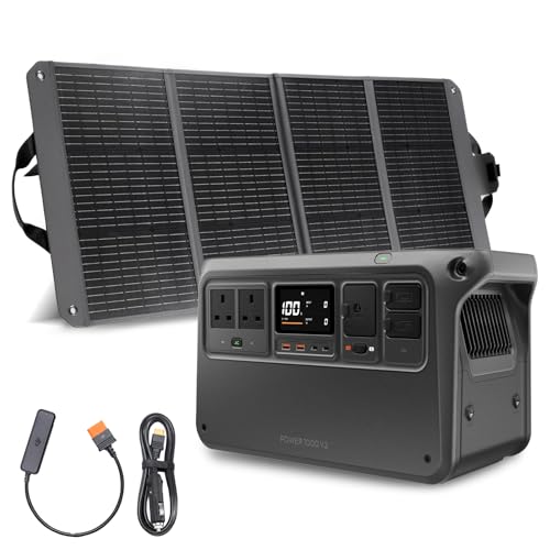 DJI Power 1000 V2 Tragbare Powerstation 1024Wh, 2600W Power Station Solar, LiFePO4 Akku, Kompakte Größe, Schnellladung in 37 Min. von 0% auf 80%, Generator (120W Faltbares Solarpanel Combo) von DJI