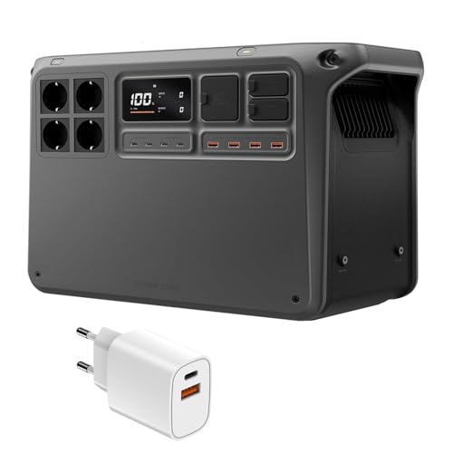 DJI Power 2000 Tragbare Powerstation 2048 Wh, 3000 W Solar Generator, LiFePO4 Akku, kompakte Größe, in 45 Min. von 0% auf 80% geladen, Notstromaggregat für Zuhause,Camping/Wohnmobile/Notstrom.Bundle von DJI