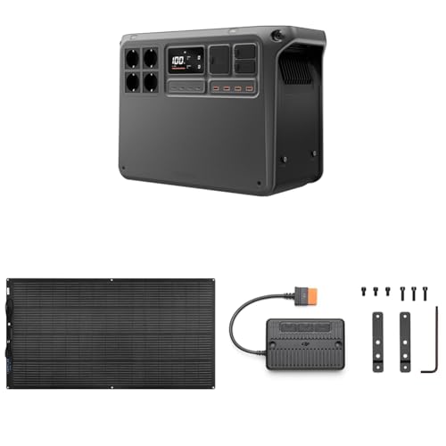 DJI Power 2000 tragbare Powerstation, 2048 Wh LFP-Akku, 3000 W Ausgangsleistung, in 45 Min. von 0% auf 80%, kompakte Größe, 200W Flexibles Solarpanel, Wohnmobile, Generator für den Hausgebrauch von DJI