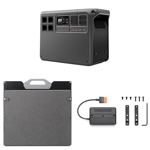 DJI Power 2000 tragbare Powerstation mit vier faltbaren 200 W Solarpaneelen, 2048 Wh/3000 W LFP-Akku, Eco-Aufladung, IP67 wasserdicht, 2 MPPT-Module, leicht zu transportieren für Camping, Outdoor DJI Power 2000 tragbare Powerstation mit vier faltbaren 200 W Solarpaneelen, 2048 Wh/3000 W LFP-Akku, Eco-Aufladung, IP67 wasserdicht, 2 MPPT-Module, leicht zu transportieren für Camping, Outdoor von DJI