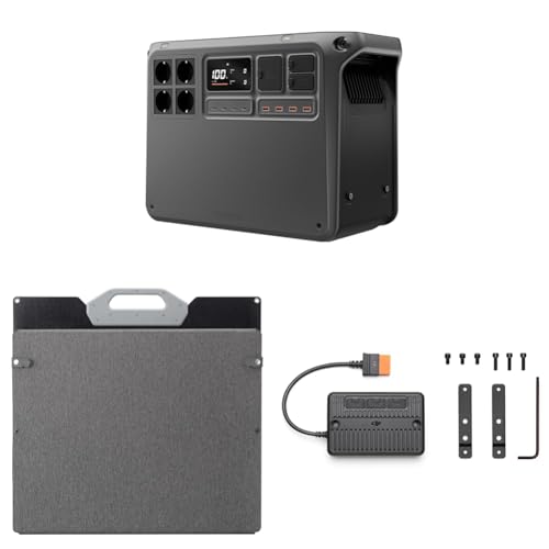 DJI Power 2000 tragbare Powerstation mit vier faltbaren 200 W Solarpaneelen, 2048 Wh/3000 W LFP-Akku, Eco-Aufladung, IP67 wasserdicht, 2 MPPT-Module, leicht zu transportieren für Camping, Outdoor DJI Power 2000 tragbare Powerstation mit vier faltbaren 200 W Solarpaneelen, 2048 Wh/3000 W LFP-Akku, Eco-Aufladung, IP67 wasserdicht, 2 MPPT-Module, leicht zu transportieren für Camping, Outdoor von DJI