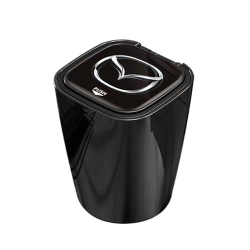 Aschenbecher Auto für Mazda 2 3 6 CX-3 CX-30 CX-5 CX-50 CX-60 CX-7 CX-8 CX-9 MX-5 MX-30, Aschenbecher mit Deckel Sturmaschenbecher Tragbar Easy Clean Flammhemmend,Bla-ck von DJJNHF