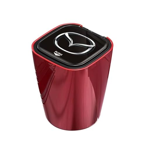 Aschenbecher Auto für Mazda 2 3 6 CX-3 CX-30 CX-5 CX-50 CX-60 CX-7 CX-8 CX-9 MX-5 MX-30, Aschenbecher mit Deckel Sturmaschenbecher Tragbar Easy Clean Flammhemmend,Red von DJJNHF