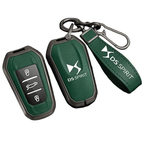 DJJNHF Schlüsselschutzhülle für Auto für DS 3 Crossback 2019-, Stoßfestigkeit und Staubdichtigkeit für Autobesitzer im Alltag und Auf Reisen,Green-Bla-ck Keychain von DJJNHF