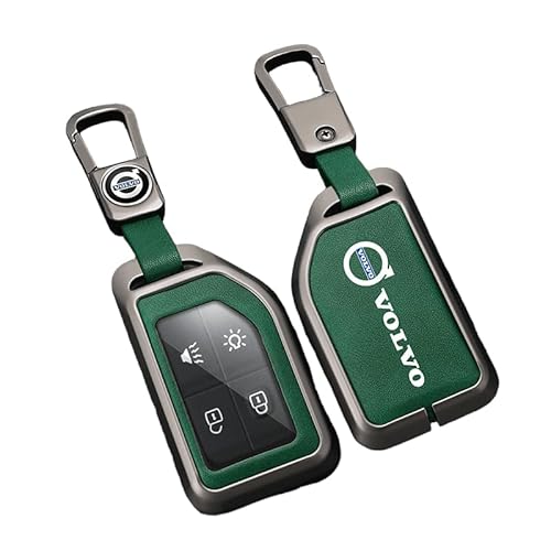 DJJNHF Schlüsselschutzhülle für Auto für Volvo C40 Recharge 2021-, Stoßfestigkeit und Staubdichtigkeit für Autobesitzer im Alltag und Auf Reisen,Green- bla-ck Square Ring von DJJNHF