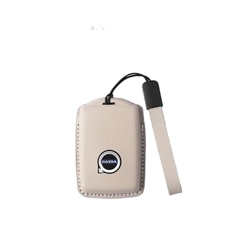 DJJNHF Schlüsselschutzhülle für Auto für Volvo V40 V50 V60 V70 V90 Cross Country Rdesign, Stoßfestigkeit und Staubdichtigkeit für Autobesitzer im Alltag und Auf Reisen,Beige- Leather Cord von DJJNHF