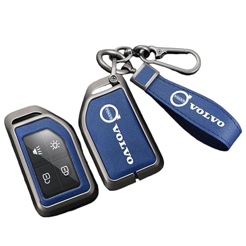 DJJNHF Schlüsselschutzhülle für Auto für Volvo XC60 2009-2017, Stoßfestigkeit und Staubdichtigkeit für Autobesitzer im Alltag und Auf Reisen,Blue-Bla-ck Keychain von DJJNHF