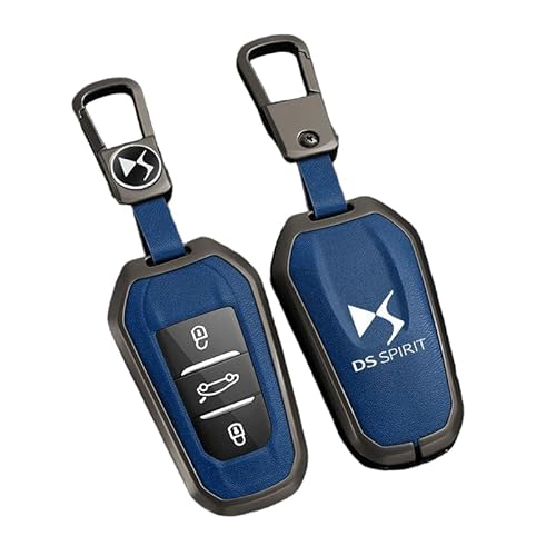 Schlüsselschutzhülle für Auto für DS 3 Crossback DS7 DS4 DS3 DS Spirit, Stoßfestigkeit und Staubdichtigkeit für Autobesitzer im Alltag und Auf Reisen,Blue- bla-ck Square Ring von DJJNHF