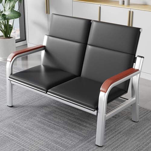DJJYCTNM 2-Sitzer-Gäste- und Empfangsstühle mit Armlehnen, PU Wartezimmerbank, Empfangsbereich-Sofa für Büro und Lobby(Brown) von DJJYCTNM